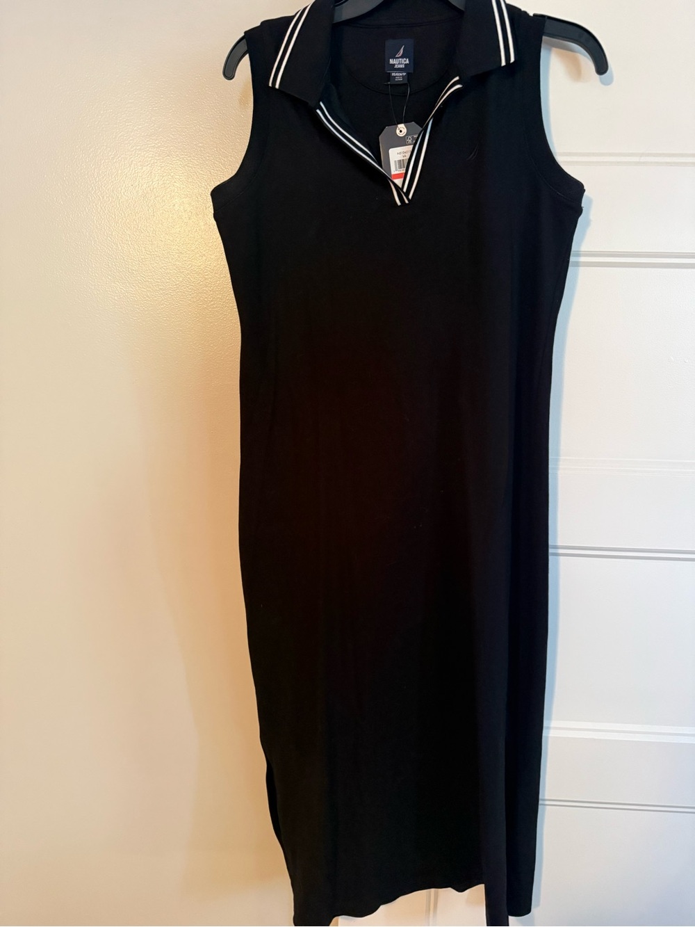 Nautica Black Sleeveless Polo Midi Dress